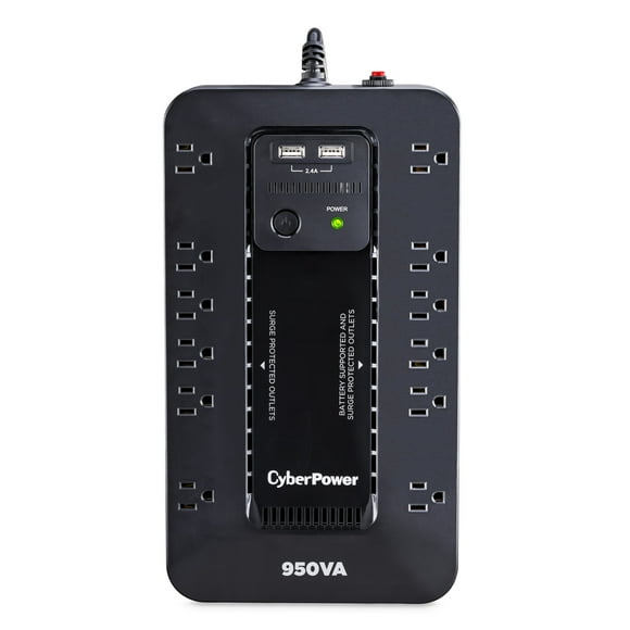 CyberPower SX950U UPS Battery Backup 950VA/510W, 12 Outlets, USB, Surge Protection, 5ft Cord, Black