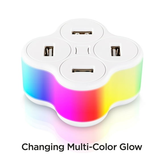 CyberPower TR14A42U - Glow & Charge Multicolor Charger with 4 USB-A Ports and 5 ft Cord