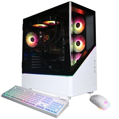 CyberPowerPC Gamer Supreme Gaming Desktop, AMD Ryzen 7 9700F, AMD Radeon RX 9060 XT 16GB, 16GB DDR5, 1TB SSD, White, SLC8300WST