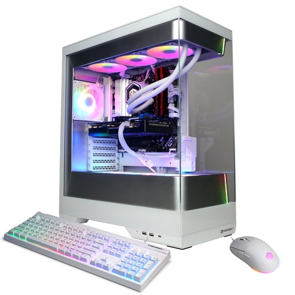CyberPowerPC Gamer Supreme Gaming Desktop, AMD Ryzen 7 9850X3D, AMD Radeon RX 9060 XT 16GB, 32GB DDR5, 1TB SSD, White, SLC11420CPGV2
