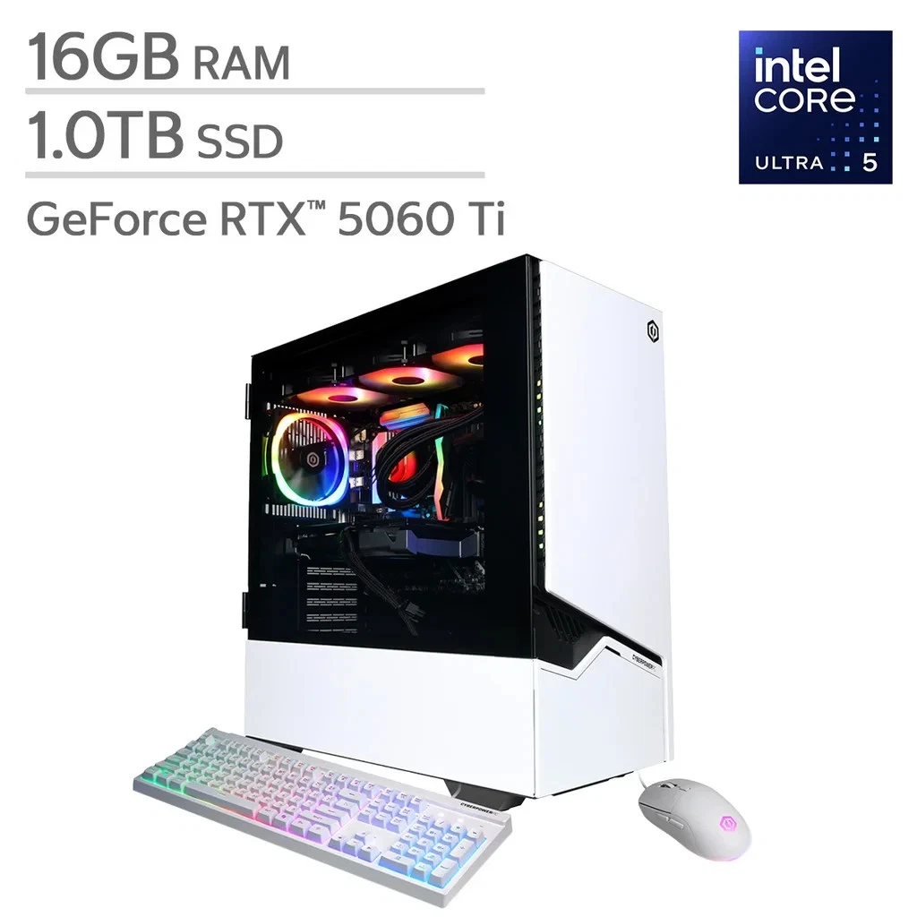 CyberPowerPC Gamer Supreme Gaming Desktop - Intel Core Ultra 5 250KF Plus - GeForce RTX 5060 Ti 8GB - Windows 11