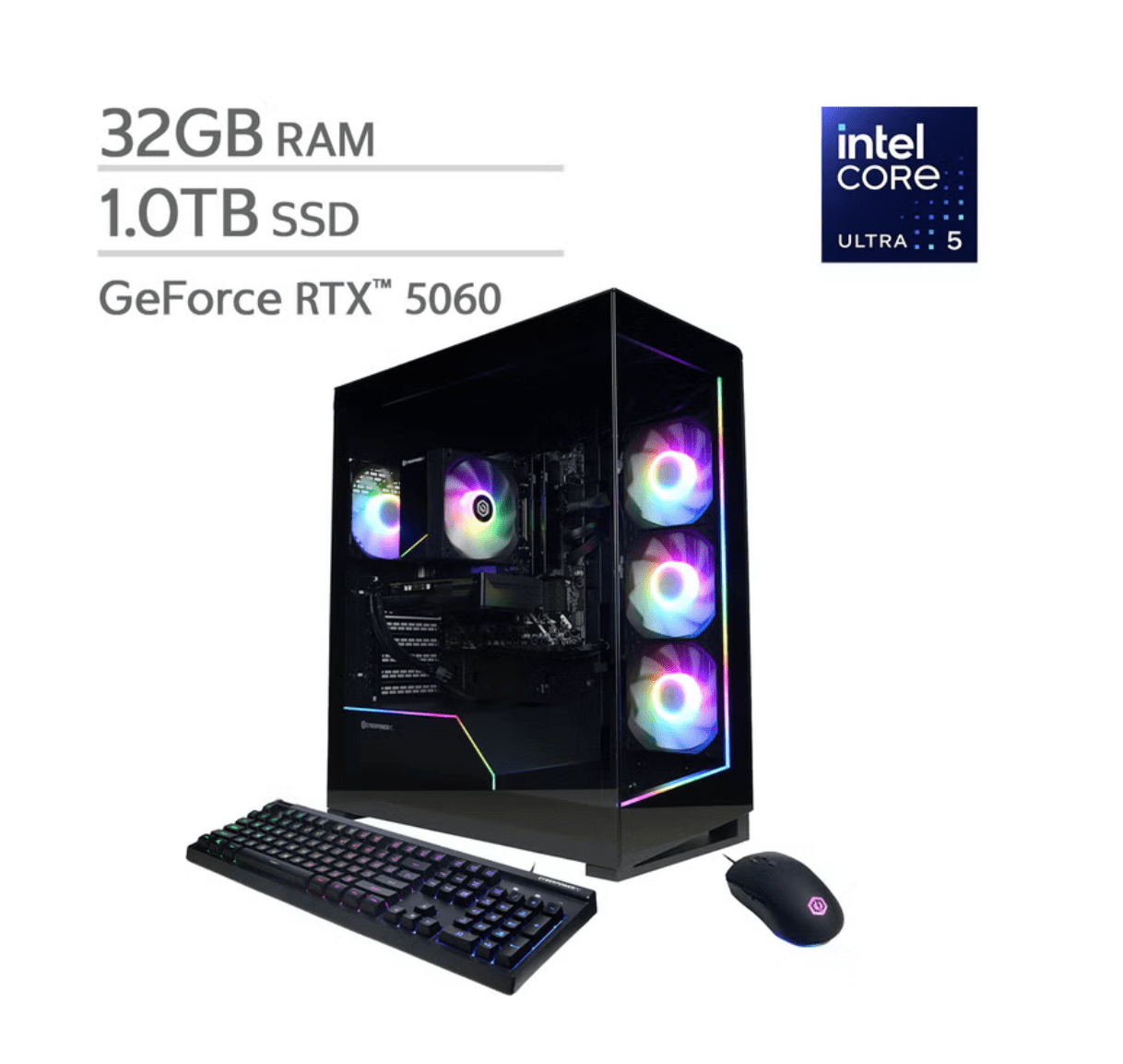 CyberPowerPC Gamer Xtreme Gaming Desktop Intel Core Ultra 5 225F RTX 5060 32GB RAM 1TB SSD GXi2000CSTV4