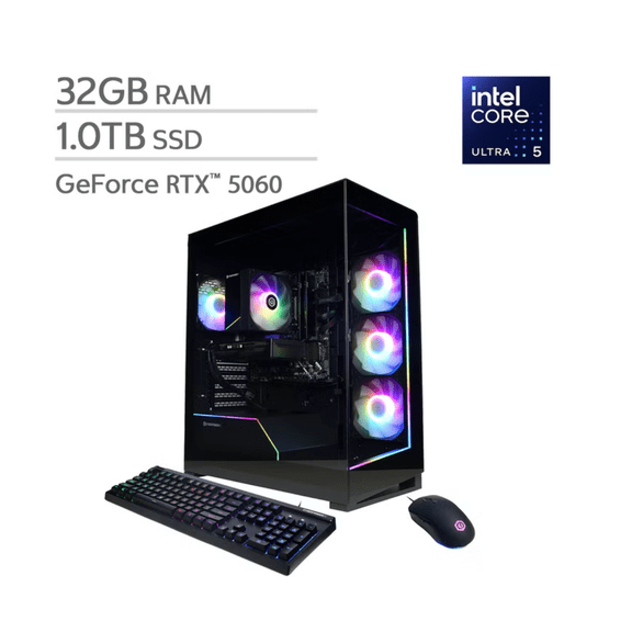 CyberPowerPC Gamer Xtreme Gaming Desktop Intel Core Ultra 5 225F RTX 5060 32GB RAM 1TB SSD GXi2000CSTV4