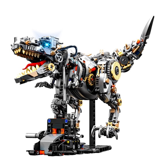 CyberSteel Monarch: Advanced Mechanical T-Rex Building Set with Integrated Dual-Side Lighting and Gear-Driven Articulation for Futuristic Home Decor and Creative Desktop Display