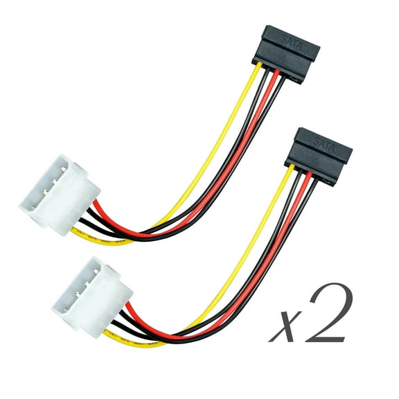 CyberTech 2 Packs 6 Inches 15-Pin Serial ATA SATA Female to 4-Pin Molex ATX Male Power Cable
