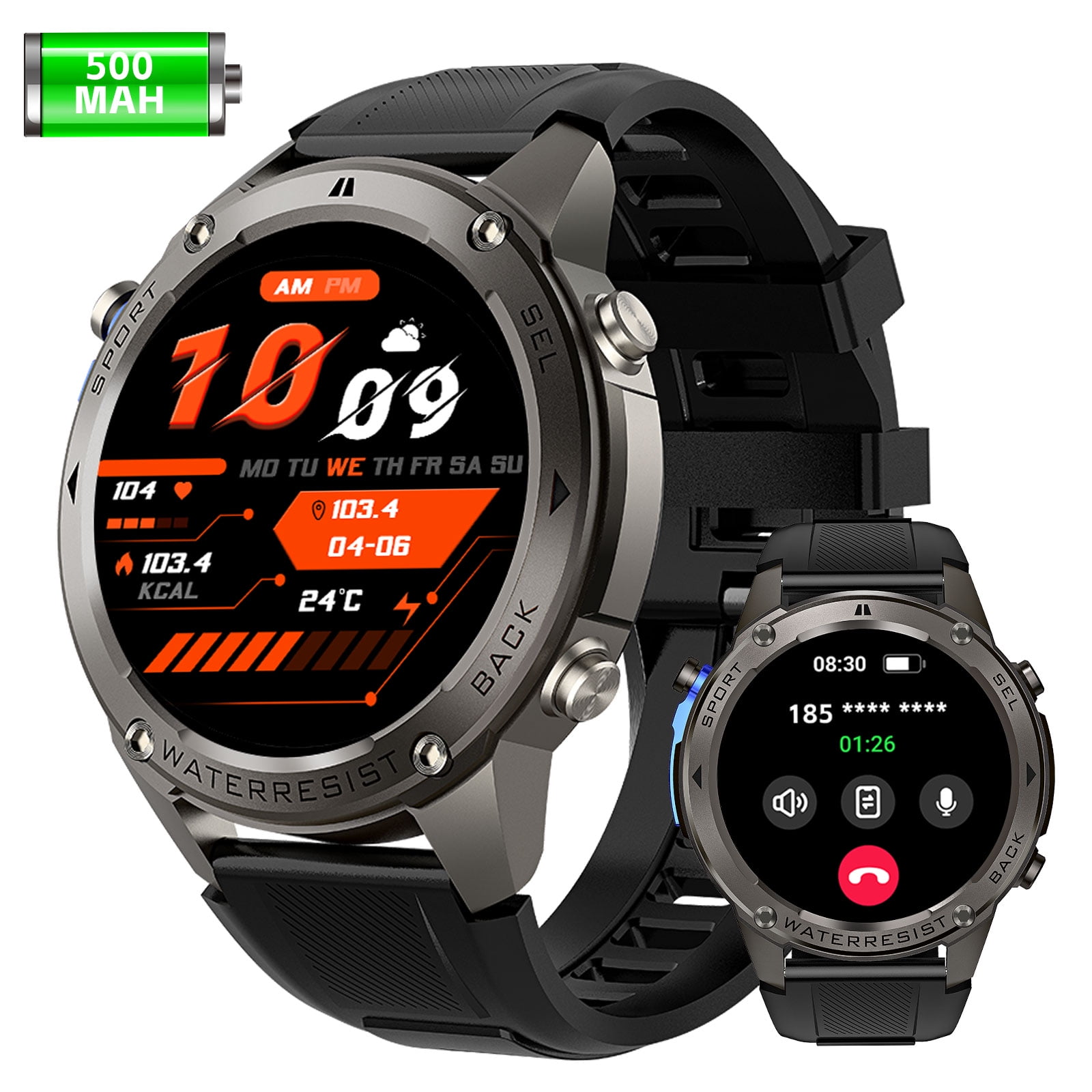 Cyberdyer GPS Smart Watch, 1.43" HD AMOLED Screen, 100+ Sports Modes, 35-Day Standby, Compatible with iOS & Android, Ideal Gift for Thanksgiving & Halloween