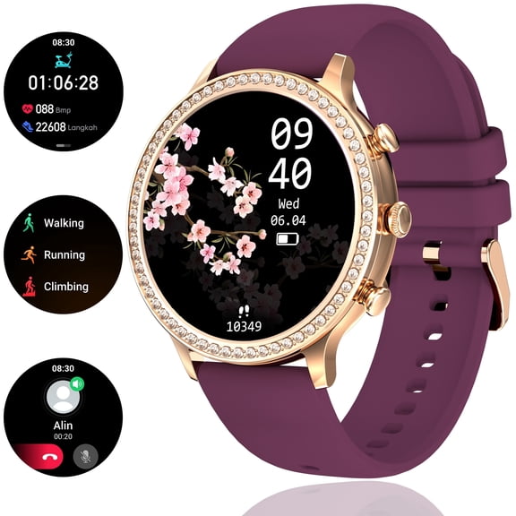 Cyberdyer I70D3 Smart Watch for Women(Answer/Make Call), 1.32'' Full Touchscreen 20 Sports Modes Pedometer IP67 Waterproof for iOS Android Phones Smartwatch