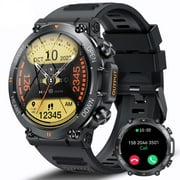 Cyberdyer K56Pro Military Smart Watch for Men Outdoor Tactical Sports Smartwatch 5ATM Waterproof Rugged 1.39 Inch HD Big Screen Fitness Tracker- Black