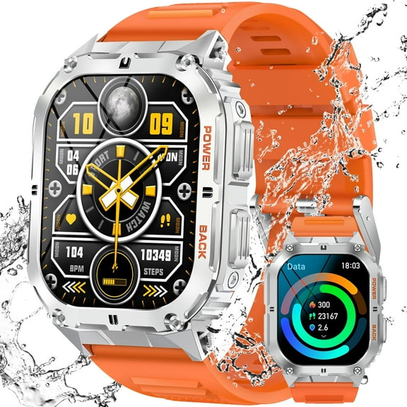 Cyberdyer K61P Smart Watches for Men with Compass (Answer/Make Calls) 1.96" AMOLED HD Screen Sport Smartwatch with 100+ Sport Modes 380mAh Smart Watch Compatible with iOS Android, 1pc