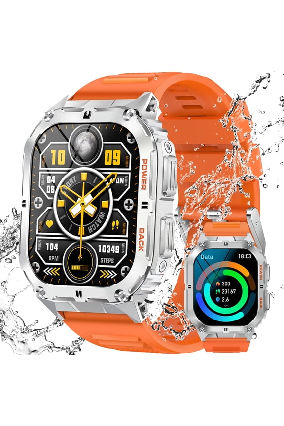 K61P Smart Watches for Men with Compass (Answer/Make Calls) 1.96" AMOLED HD Screen Sport Smartwatch with 100+ Sport Modes 380mAh Smart Watch Compatible with iOS Android, 1pc