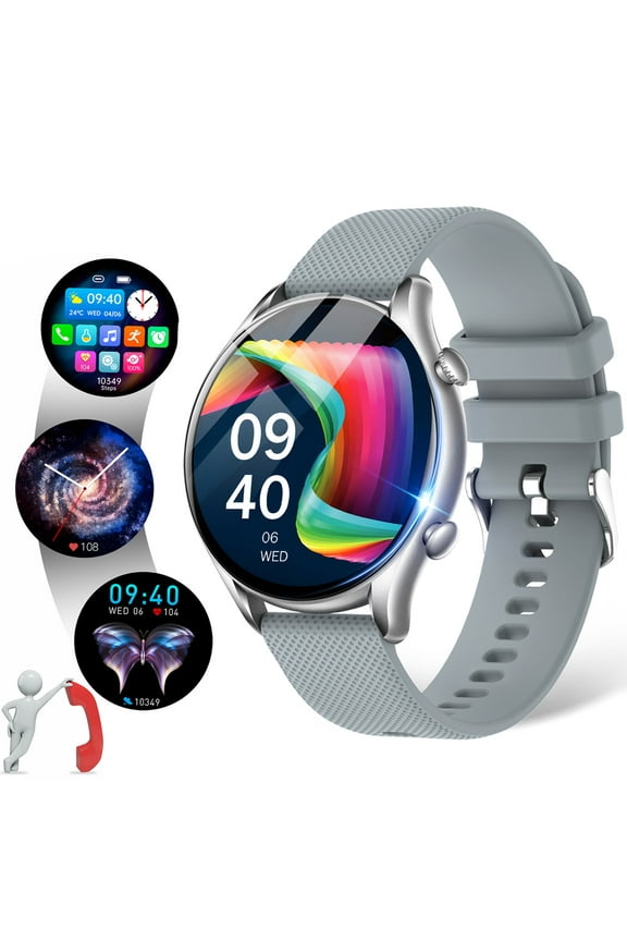 KT60 Smart Watch for Men with 1.32" Touch Screen Bluetooth Calling Outdoor Sports Smartwatch Compatible with iOS Android, Gray, 1pc