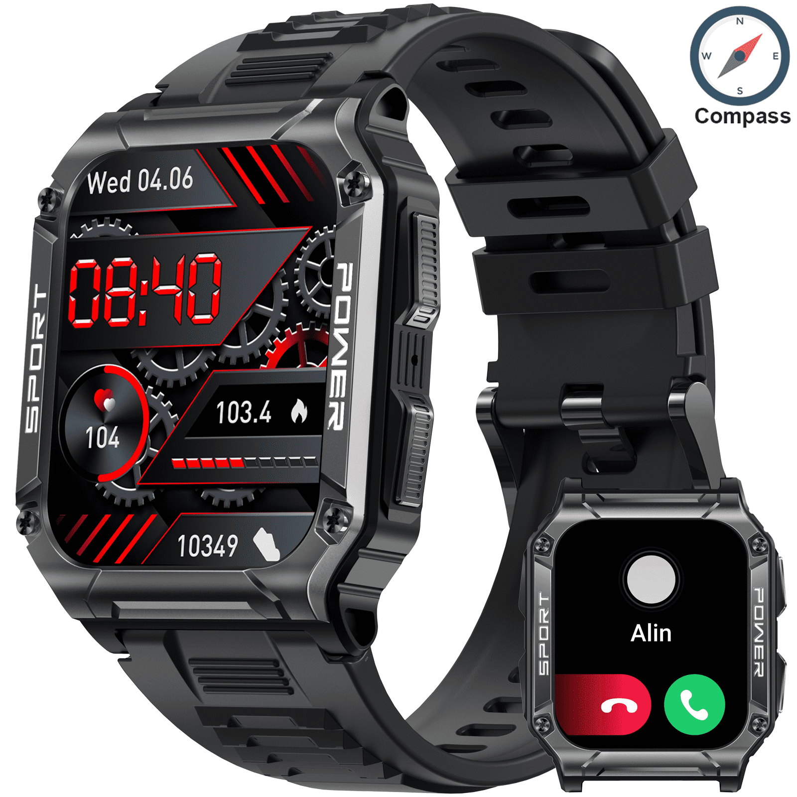 Cyberdyer Men's Smart Watch 1.95" Ultra-Clear Large Screen, 100+ Sports Modes, IP68 Waterproof,20-Day Standby, Compatible with Samsung/iPhone/Android, Thanksgiving & Halloween Gift