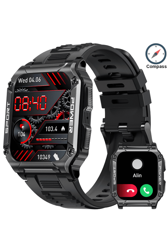 Men's Smart Watch 1.95" Ultra-Clear Large Screen, 100+ Sports Modes, IP68 Waterproof,20-Day Standby, Compatible with Samsung/iPhone/Android, Thanksgiving & Halloween Gift