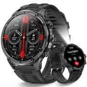 Cyberdyer Mens Smart Watch with Flashlight, 1.85" HD Screen, 100+ Sports Modes, IP67 Waterproof, 40-Day Standby, Compatible with iPhone & Android, Holiday Gift