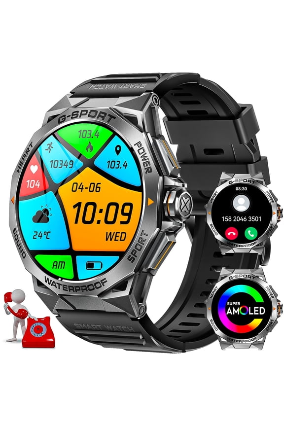 Men's Smart Watch - IP68 Waterproof, 1.43" HD Screen, 100+ Sport Modes, Durable, 15-Day Standby, iOS & Android Compatible, Thanksgiving Halloween Gift