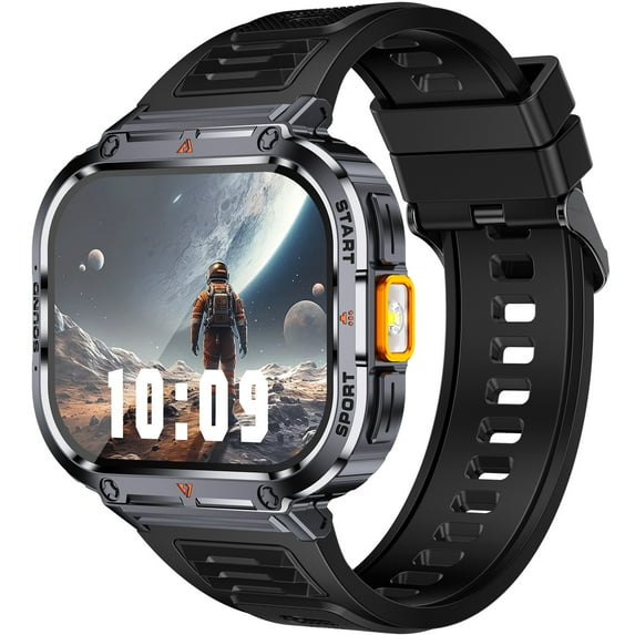 Cyberdyer Men's Smart Watch (with Flashlight) 2" Ultra-Clear Large Screen, IP68 Waterproof,100+ Sports Modes, Long Battery Life, Compatible with iPhone/Android, Thanksgiving & Halloween Gift