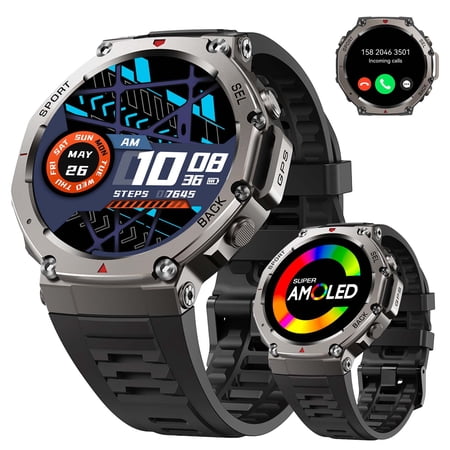 Cyberdyer Men's Smart Watch with GPS, 5ATM Waterproof, HD Screen, 30-Day Standby, Bluetooth Calling, iOS & Android Compatible