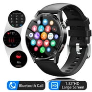 Cyberdyer QS39 Smart Watch for Men Fitness Tracker 1.32'' HD Sports Watch with Bluetooth Dial Calls Pedometer Smartwatch -Black