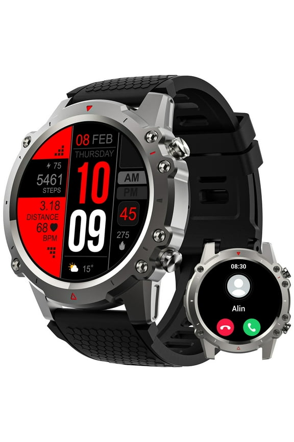 Smart Watch for Men, 1.45" HD Big Touch Screen, Bluetooth Call Answer/Make, 100+ Sports Modes, IP68 Waterproof, 280mAh Long Battery, Compatible with iOS Android