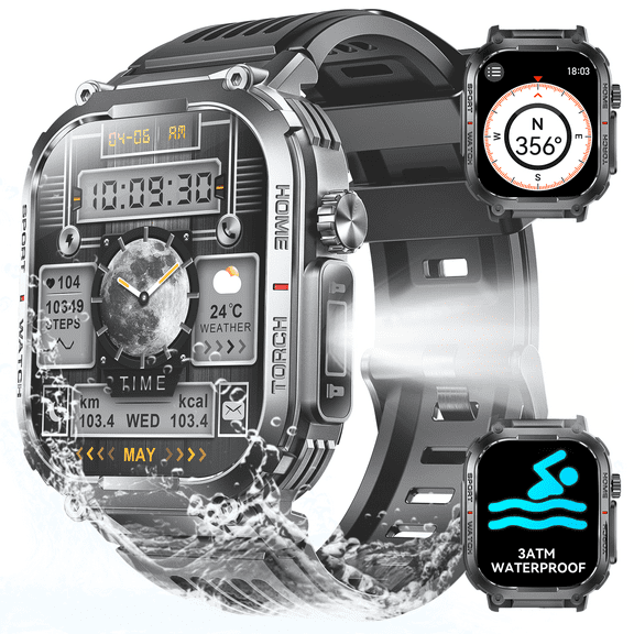 Cyberdyer Smart Watch for Men - 3ATM Waterproof, 2.02" HD Large Screen, 100+ Sports Modes, 15-Day Battery Life, Compatible with iOS & Android, Ideal Gift for Thanksgiving & Halloween