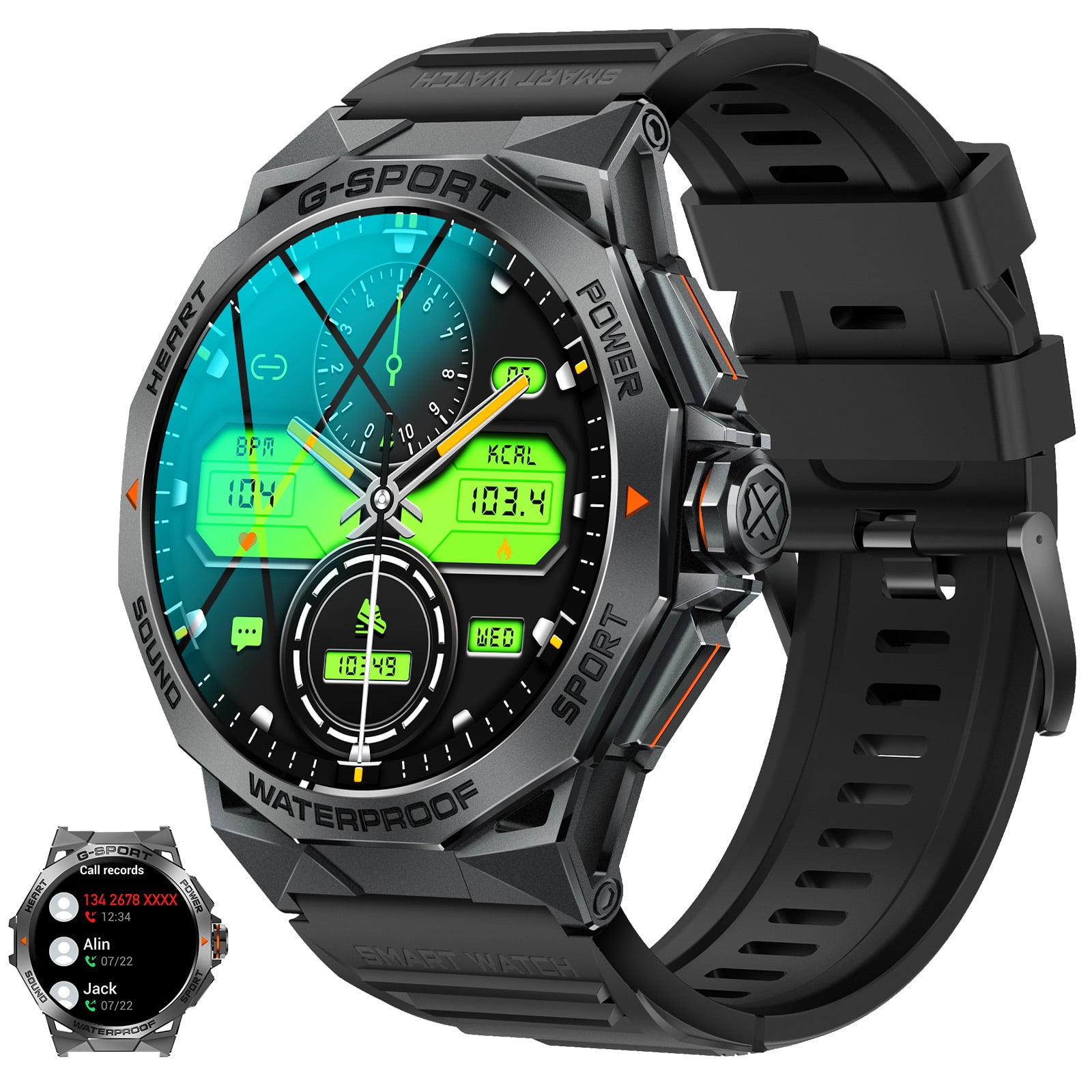 Cyberdyer Smart Watch for Men Answer/Make Call 1.43" AMOLED Always On Display Smartwatch 400mAh Outdoor Waterproof Sports Watch with 100+ Sports Modes for Android iOS