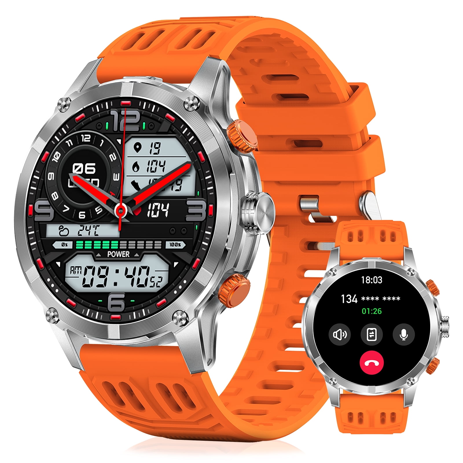 Cyberdyer Smart Watch with LED Flashlight, 100+ Sports Modes, 1.7" HD Screen, Long Battery Life & Bluetooth Calling for iPhone & Android