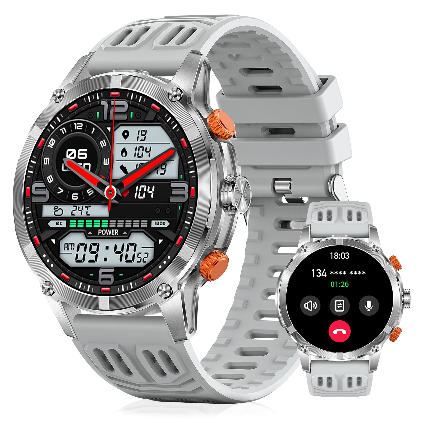 Cyberdyer Smart Watch with LED Flashlight, 100+ Sports Modes, 1.7" HD Screen, Long Battery Life & Bluetooth Calling for iPhone & Android
