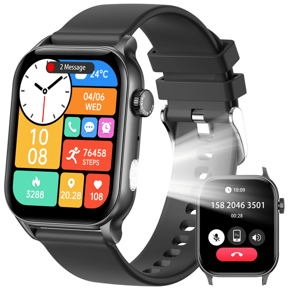 Cyberdyer Unisex Smart Watch - LED Flashlight, 1.95" HD Screen, 100+ Sport Modes, Fitness Tracker, 15-Day Standby, iOS & Android Compatible (Ideal Thanksgiving & Halloween Gift)