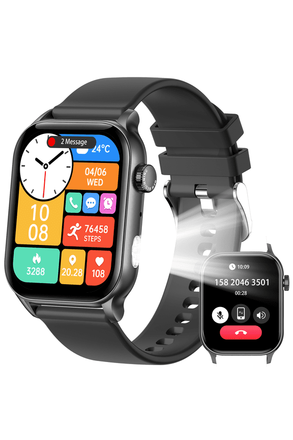 Unisex Smart Watch - LED Flashlight, 1.95" HD Screen, 100+ Sport Modes, Fitness Tracker, 15-Day Standby, iOS & Android Compatible (Ideal Thanksgiving & Halloween Gift)