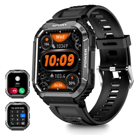 Cyberdyer V50 Smart Watch for Men Bluetooth Calling and Answer with Heart Rate for Android IOS - Black