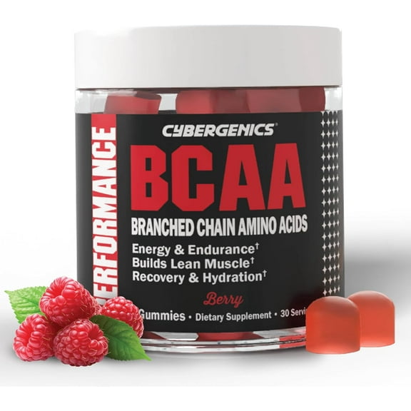 BCAA Gummies, Energy Chews with Electrolytes Branched Chain Amino Acids, Build Lean Muscle and Boost Endurance, 60 Gummies, Berry Flavored
