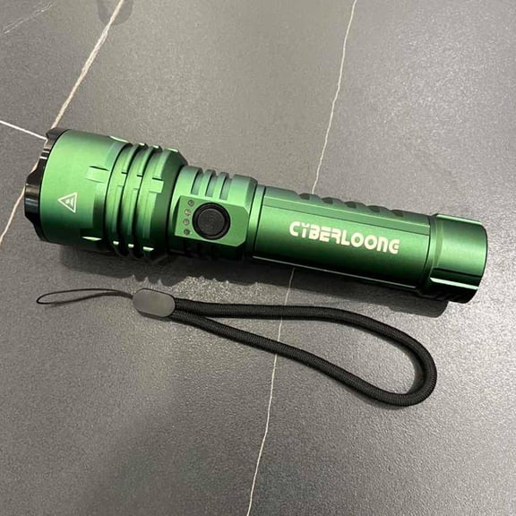 CyberloongDual-Light Source Flashlight with Side Light, 7500mAh Power Bank Function, Type-C Charging, Zoomable, Digital Display, 6-Level Dimming, Outdoor Emergency Warning Light