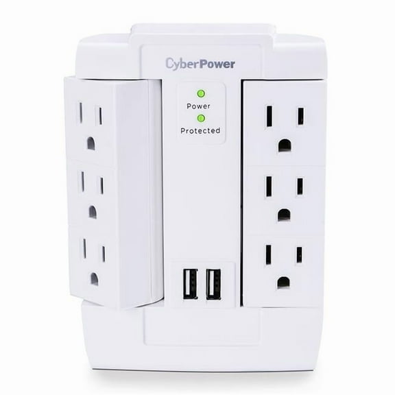 Cyberpower  6 - Outlet Swivel Professional Surge Protector with 2 USB Ports, 125V