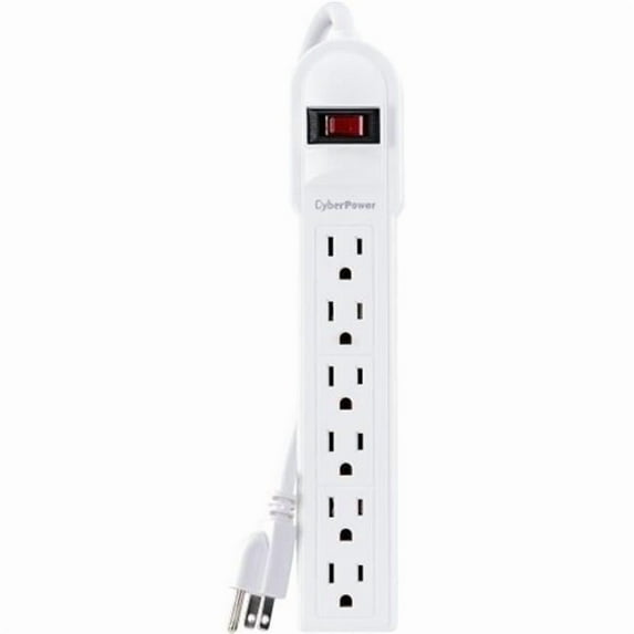 Cyberpower Systems USA 6 ft. Surge Protector Card - 6 Outlet, White