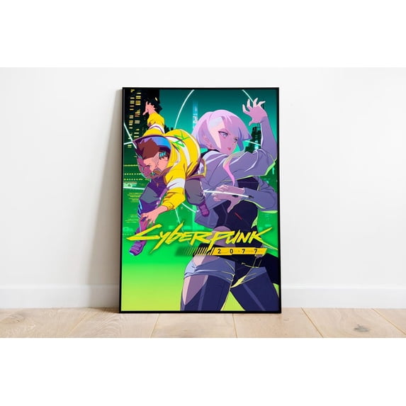 Cyberpunk 2077 Anime Style Poster Futuristic Neon Action Characters Wall Art Stylized Edgerunner Aesthetic Gaming Print Gamer Room Decor Size 24x36 Unframed Poster