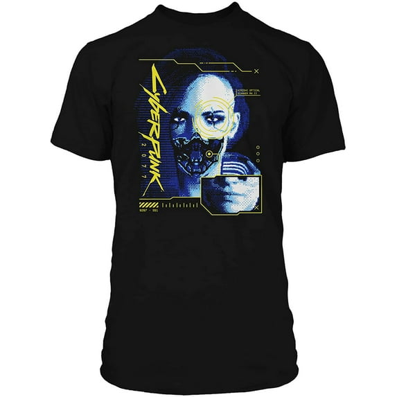 Cyberpunk 2077 Cyber Face Men's Gamer Graphic T-Shirt (Medium, Black)