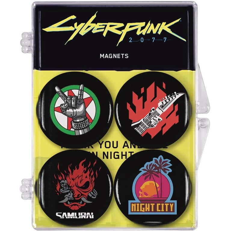 Cyberpunk 2077 Logos Magnet 4 Pack | Silverhand | Samurai | Night