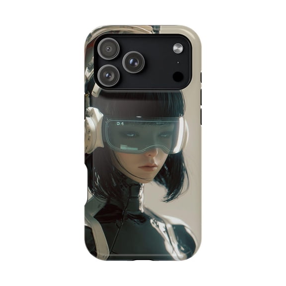Cyberpunk Anime Girl AR Sci-Fi Tech Military Combat Special Case form with iPhone 17 to 11 Pro Max Z00380