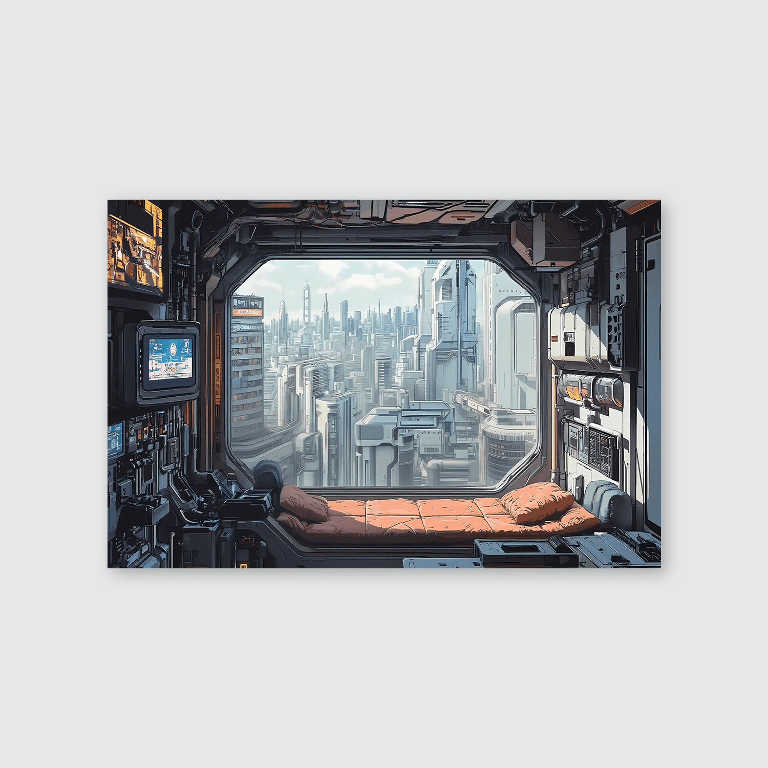 Cyberpunk Apartment Wall Art - Futuristic Cityscape Window View from ...