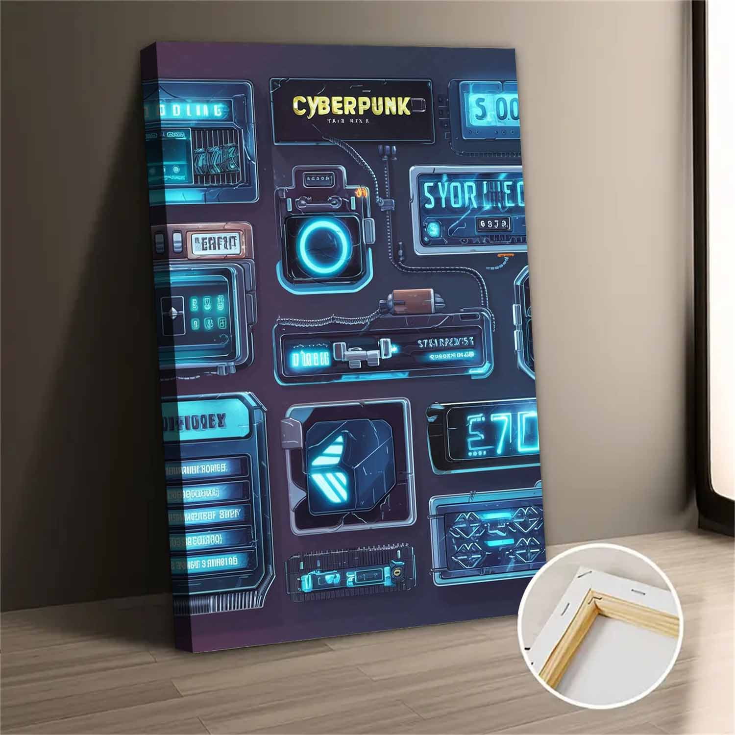 Cyberpunk Canvas Wall Art - Abstract Modern Aesthetic Decoration Print ...