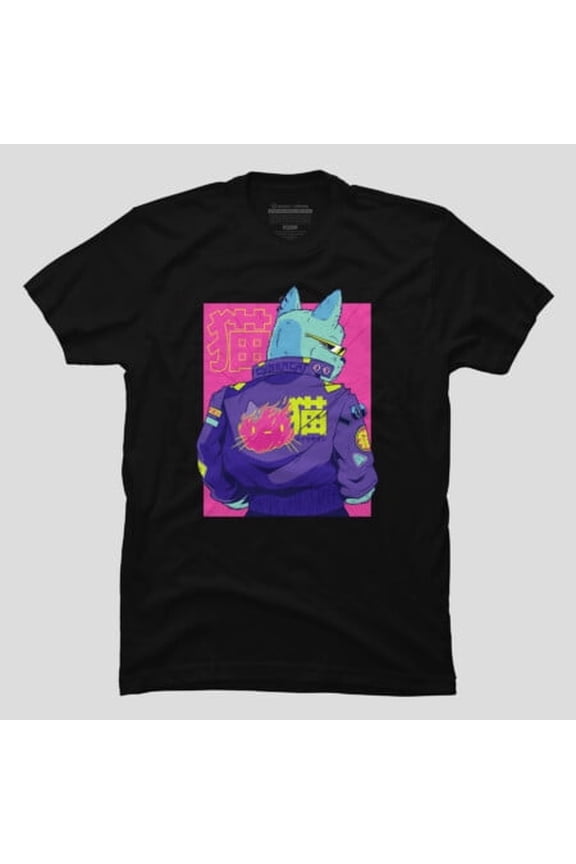 Cyberpunk Cat Sci Fi Futuristic Feline Graphic Aesthetic Retro Art Unisex T-Shirt U303, Up to 5XL
