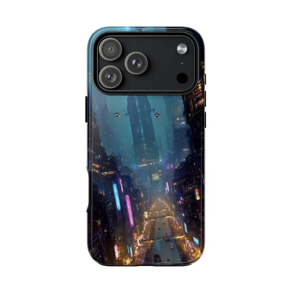 Cyberpunk Cityscape Futuristic Neon Night Scene Case for iPhone 17 to 11 Pro Max