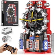 Cyberpunk Clock Building Blocks Set 10187, 1601 PCS App-Controlled Engine Clock Model with Battery & Motor, Functional Desk Clock