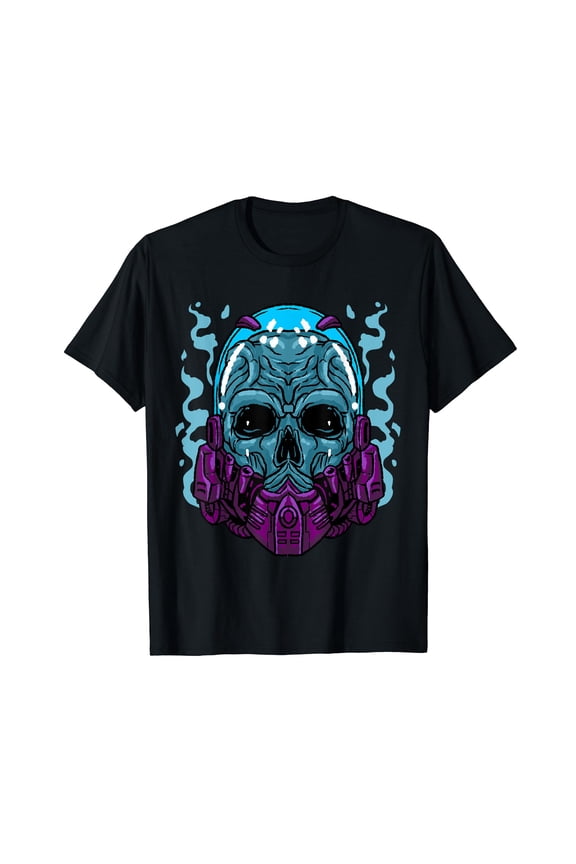 Cyberpunk Cyborg Android Cyber Bot Cool Robot Mask Gift Idea Cotton T-Shirt