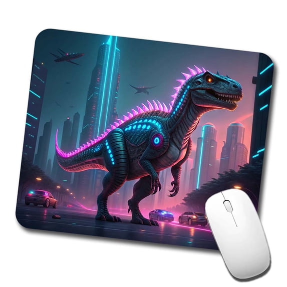 Cyberpunk Dinosaur Mouse Pad Low Profile Gaming Mat