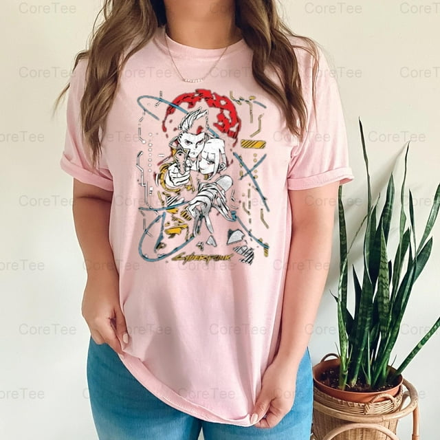 Cyberpunk Edgerunners Anime Manga Lucy Rebecca David Cosplay Gamer Art T-Shirt Unisex, up to 5XL