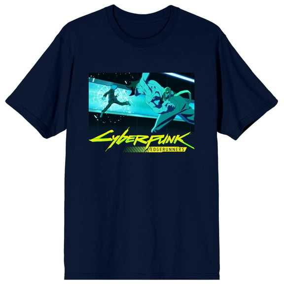 Cyberpunk Edgerunners David Martinez Punch Crew Neck Short Sleeve Navy Men's T-shirt-Medium