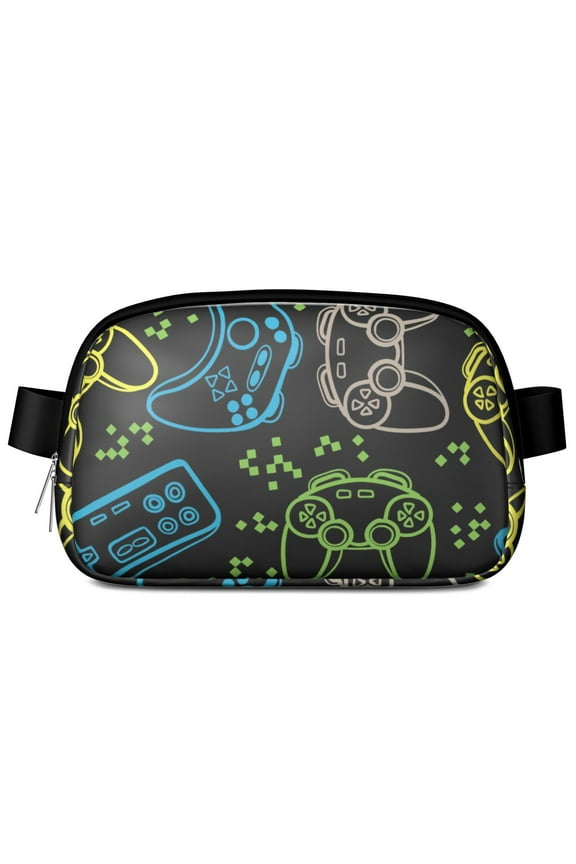 Cyberpunk Gaming Waist Pack – Waterproof Fanny Pack with Digital Graffiti Design, Perfect Gift for Retro & Modern Gamers