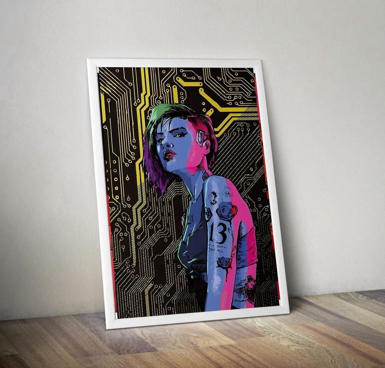 Cyberpunk Girl Poster Neon Tech Wall Art Futuristic Aesthetic Decor ...