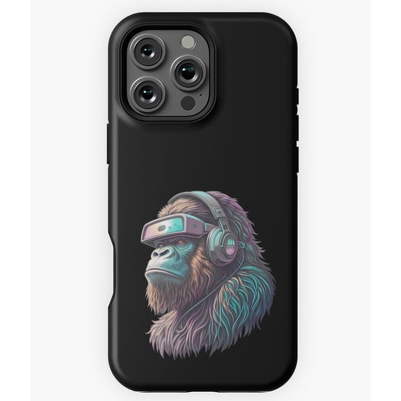 Cyberpunk Gorilla Gaming VR Headset Phone Case for iPhone 16 15 14 13 12 11 Pro Max